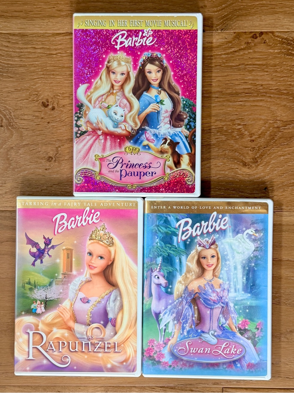 Barbie Movies DVD Lot Princess and the Pauper Rapunzel Swan Lake Animated (+CD)